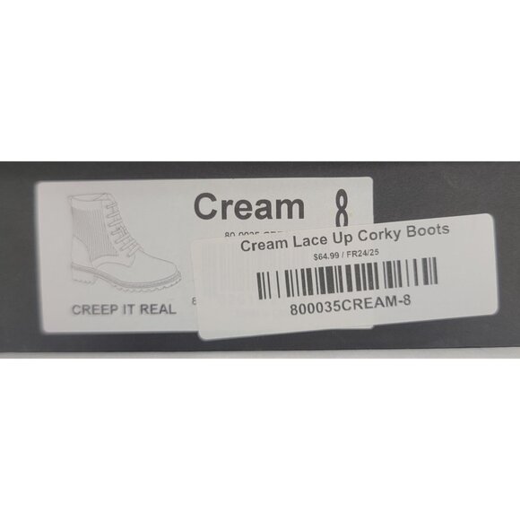 Boutique By Corkys Boots Creep it Real Cream Lace-Up Boots Size Womens 8 New - Picture 10 of 12